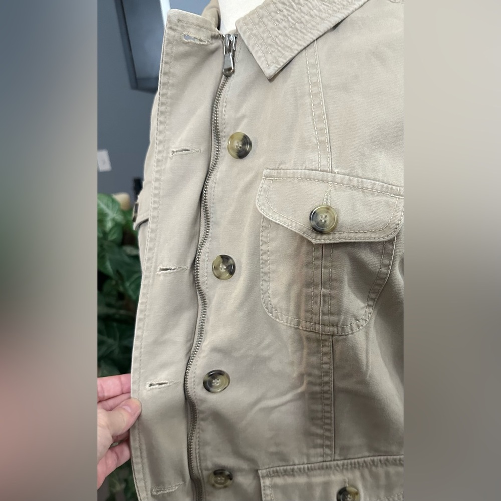 Liz Claiborne Ladies Jacket Safari Look Tan 100% Cotton Size Large GUC - Picture 5 of 14
